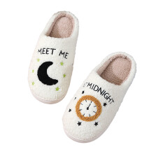 Novelty Funny Slippers Soft Fuzzy Slippers Moon Clock-XL