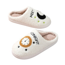 Moon Clock Slippers Novelty Funny Slippers Soft Plush Cozy-L