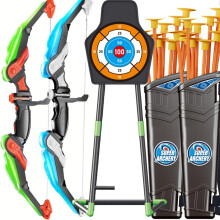 Bow and Arrow Set for Kids LED Archery Set Standing Target 10 Suction Cup Arrows Quivers Included Indoor Outdoor