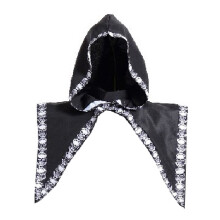 Halloween Punk Style Print Cloak Medieval Renaissance-Black