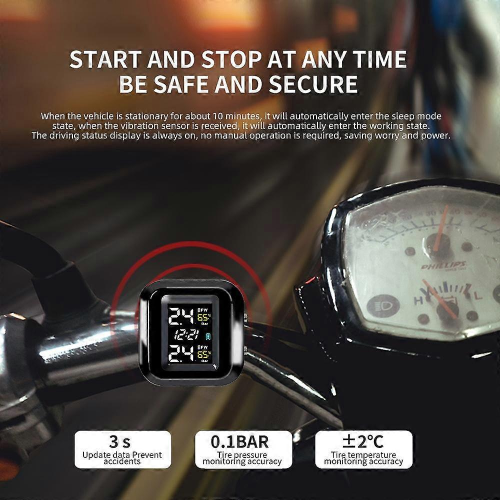 Σύστημα παρακολούθησης πίεσης ελαστικών TPMS μοτοσικλέτας με 2 εξωτερικούς αισθ 2