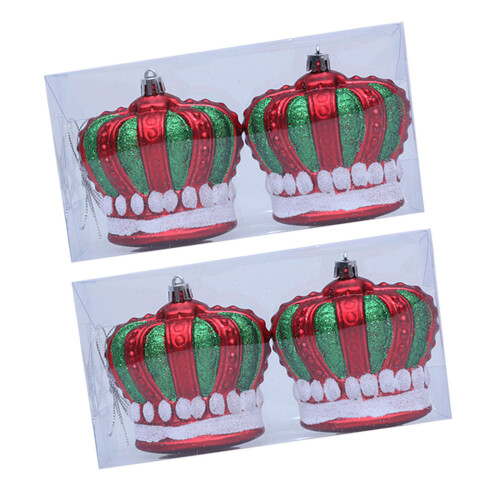 4Pcs Christmas Tree Decorations Crown Shape-Red and green