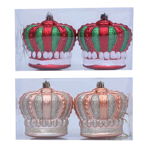 4Pcs Christmas Tree Decorations Crown Shape-Red and green 1