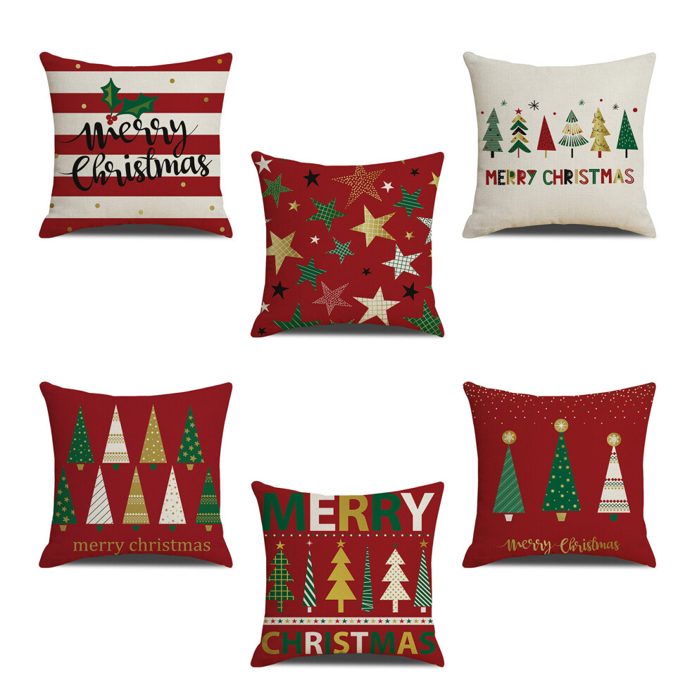 6 Pieces Merry Christmas Throw Pillow for Case Colorful Xmas