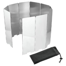 Paravientos plegable de aluminio para estufa portátil con bolsa con cordón, construcción duradera, resistente al calor y al desgaste para