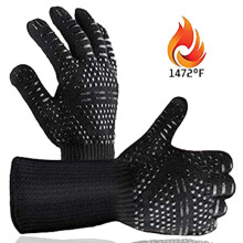 Gants de cuisine résistants à la chaleur avec isolation tricotée double couche, parfaits pour griller et cuire au four, assurant un confort