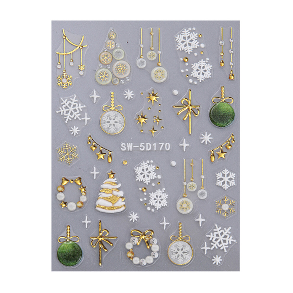 Snowflakes Nails Art Stickers Lovely Elk Nail Decals-5D170