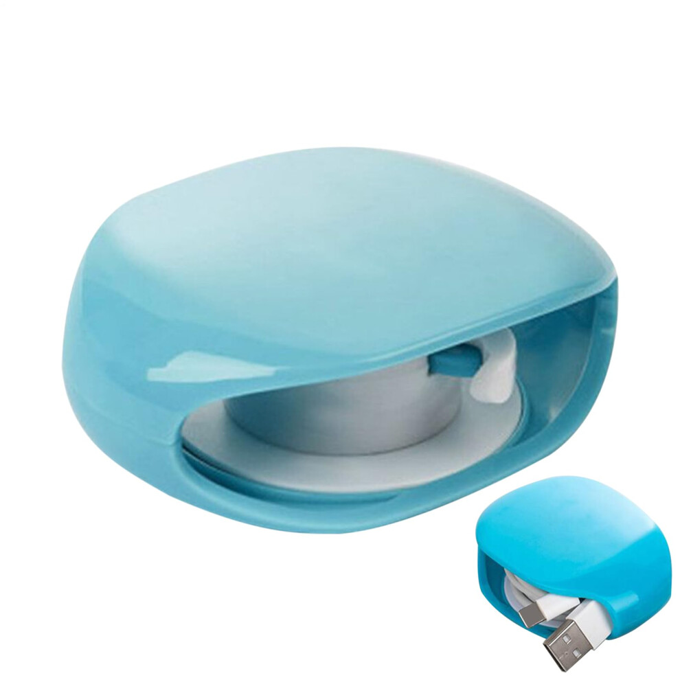 Automatic Cord Winder Cable Management Case Travel Cable Organizer Blue Compact Phone Tablet Earphones Chargers Cables 9323874143316