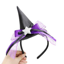 Dark Halloween Witch Hat Headband with Lace Party Wear-Purple