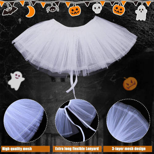 Victorian Collar Ruffled Tulle Renaissance Sheer Lapel-White 2