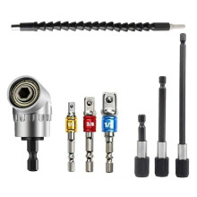 1/4'' 105 Degree Right Angle Drill With 1/4 Extension Bar, Hex Shank Bit Holder, Impact Socket, Flexible Angle Extension