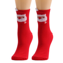 Women Winter Christmas Funny Cartoon Crew Socks-Old man red