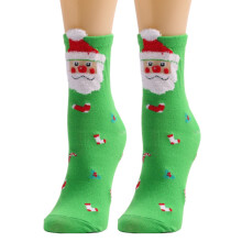 Women Winter Christmas Funny Crew Socks Cartoon-Old man green