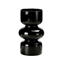 (Black) Glass Hydroponic Flower Vase 3-Layer Circular Stacking Design Glass Vase for Home Office Table Decoration
