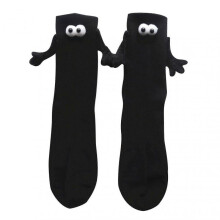 (With Magnetic, Black) Magnetic Holding Hands Socks Lovely Hand-in-hand Couple Socks for Women Men