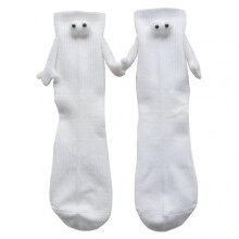 (With Magnetic, White) Magnetic Holding Hands Socks Lovely Hand-in-hand Couple Socks for Women Men
