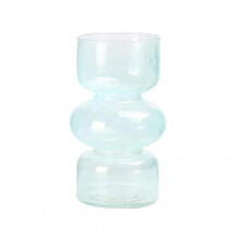 (Blue) Glass Hydroponic Flower Vase 3-Layer Circular Stacking Design Glass Vase for Home Office Table Decoration