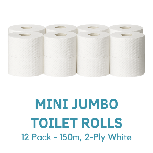 Mini Jumbo Toilet Rolls 12 Pack 150m White Paper 2