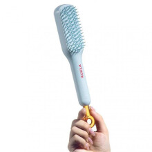 (Blue) Self-Cleaning Anti-Static Massage Comb Lightweight Wide Tooth Fluffy Comb for Women Girl