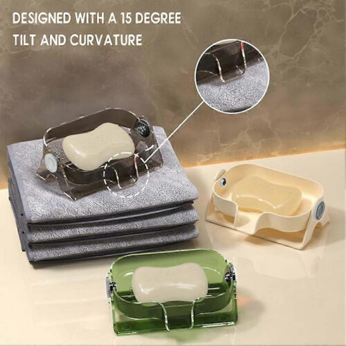 (Transparent Black) Diversion Type Drain Soaps Box Large Capacity Drain Soaps Box for Home Bathroom 1
