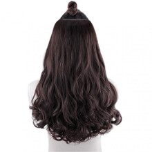 (60CM, Brownish Black) One Piece Long Curly Wig Natural Wavy Hair Extensions Personalized Hair Accessories for