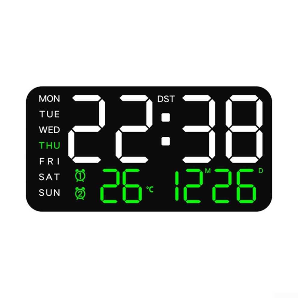 User Friendly Digital Alarm Clock 12/24 Hour Formats Temperature Display Compact Size And Bedside Clock Black/Green