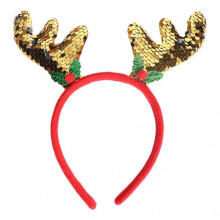 (Gold Sequin Antlers) Xmas Headband Kids Girls Headbands For Christmas Party Festive Holiday Hair Accessories For Women
