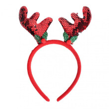 (Red Sequin Antlers) Xmas Headband Kids Girls Headbands For Christmas Party Festive Holiday Hair Accessories For Women