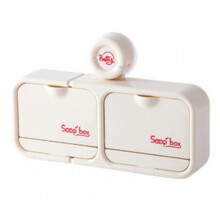 (Two lattice, Cream) Suction Cup Flip Soaps Box Dual Grid Punch-free Soaps Box Wall-mounted Storage Rack Home Bathroom