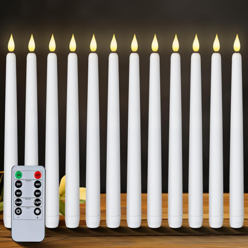 Σετ 10 κεριών LED με κωνικό φωτισμό μπαταρίας και τηλεχειριστήριο, κεριά τραπεζ