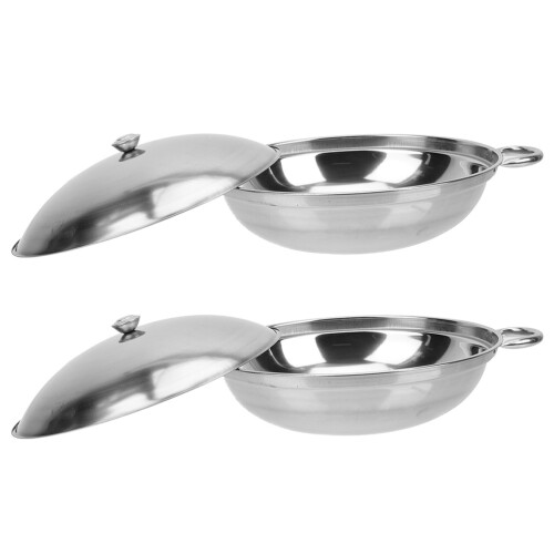 Individual Hotpot Set Silver 2pcs 10.2x10.2in