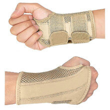 (Beige-Linkerhand-S)Carpaal tunnel polsbrace, ademende polsbrace, nachtondersteuning, verstelbare banden voor peesontsteking, artritis