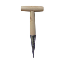 Bulb Planter 1 Pack Seed Sowing Tool ChromePlated Steel With Wooden Handle Dibber for Outdoor Garden Seeds and Bulbs