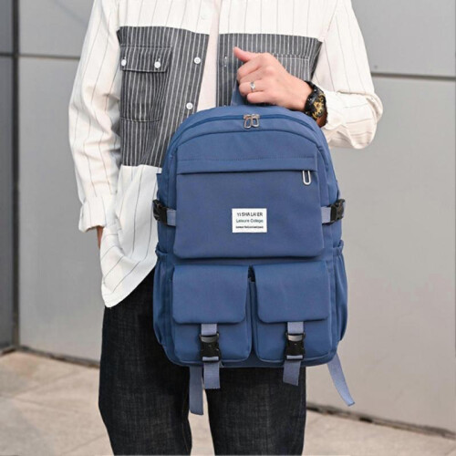 (Blue) Womens Basic Travel Backpack Water Resistant Bookbag with Reinforced Strap for School and Everyday 1