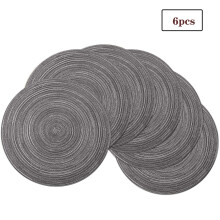 Wasbare, hittebestendige placemats voor de eettafel, kleurecht en rond, geschikt voor binnen- en buitendecoratie, elegant geweven ontwerp voor de