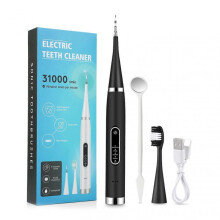(Black) Electric Toothbrush Dentals Calculus Remover Kit Multifunctional Teeth Cleaning Kit for Women Men