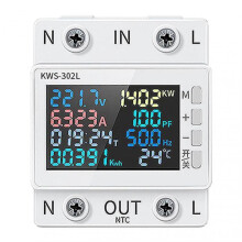 (No WiFi) WiFi Smart Power Meter Remote Control via App, Rail Mount AC Energy Meter with LED Display Voltage Ammeter