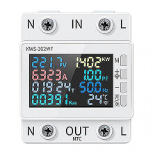 (With WiFi) WiFi Smart Power Meter Remote Control via App, Rail Mount AC Energy Meter with LED Display Voltage Ammeter