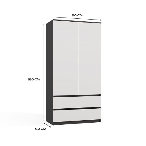MALWA SS-90 wardrobe  anthracite/white 2