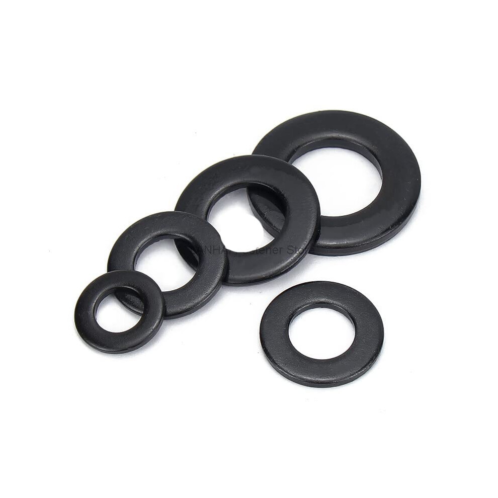 Flat Washer Gb97 Black Grade 8.8 Carbon Steel M1.6m16, M24 Plain Gasket Pack 25 Pcs 9323874146591