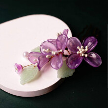 (Purple) Colored Glaze Decorative Hair Chopsticks Fringed Hair Making Accessories with Pearls for Hair DIY Accessory Hair Styling