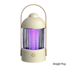 (Straight Plug, Yellow) 3 in 1 Mosquitoes Killer Lamp with Handle Chargeable No Radiation Repellent Lamp for Summer Trip Camping