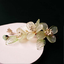 (Apricot Yellow) Colored Glaze Decorative Hair Chopsticks Fringed Hair Making Accessories with Pearls for Hair DIY Accessory Hair Styling