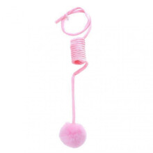 (Pink) Suction Cup Spring Plush Ball Cat Toy Flexible Elastic Cat Interactive Toy with Bell