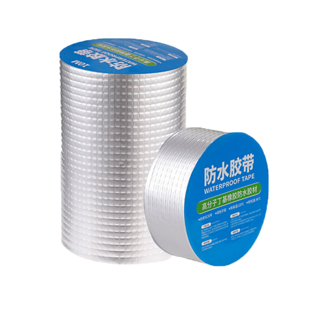 Butyl Tape Waterproof For Roof And Pipe Silver 5M X 10Cm Butyl Rubber Foil Tape Indoor Outdoor Leakproof Sealant 9323874146690