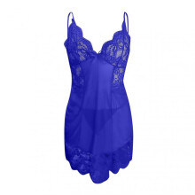 (XL, Blue) Women\'s Sexy Lingerie Spaghetti Strap Nightgown Solid Babydoll Chemise for Sex Naughty Play