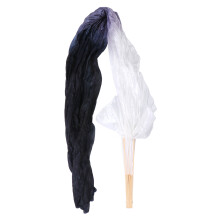 Gradient Color Fan Party Cue Woman Dance Silk Fans Black