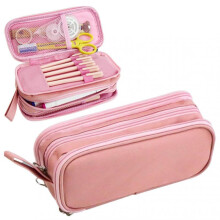 (Pink) Large Capacity Pencil Case Zipper Stationary Bag Durable Pencil Bag Pouch Box Organizer Cases for Students School Supplies