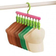 (1PC, Dopamine) Clothes Hanger with 9 Clips, Sturdy Space Saving, Windproof & Anti-Corrosion for Wardrobe, Bathroom, Balcony Use