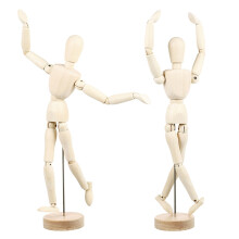 2Pcs DIY Jointed Puppet Wooden Craft Decoration Desktop Adornment